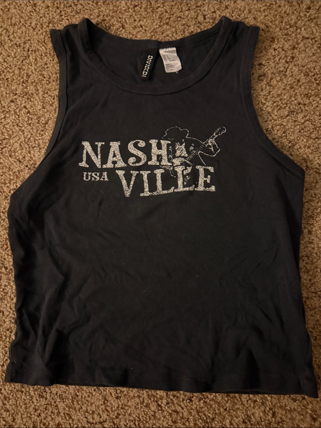 H&M Black Tank Top With White Nashville Graphic